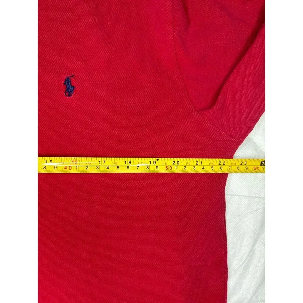 Vintage Polo by Ralph Lauren Long Sleeve Rugby Polo Shirt‎ Red Large Made in USA